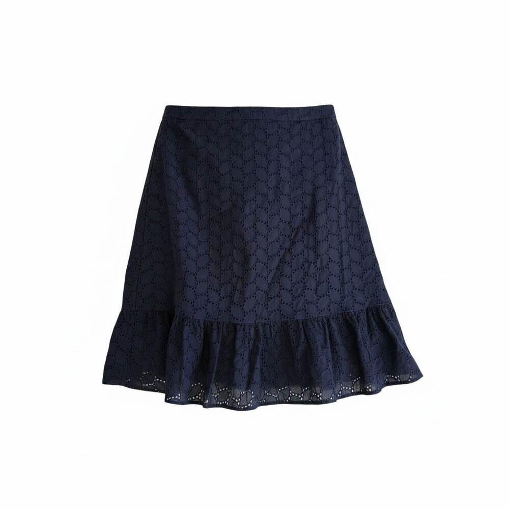 DRAPER JAMES Navy Blue RSVP Eyelet Ruffle Skirt Size 8